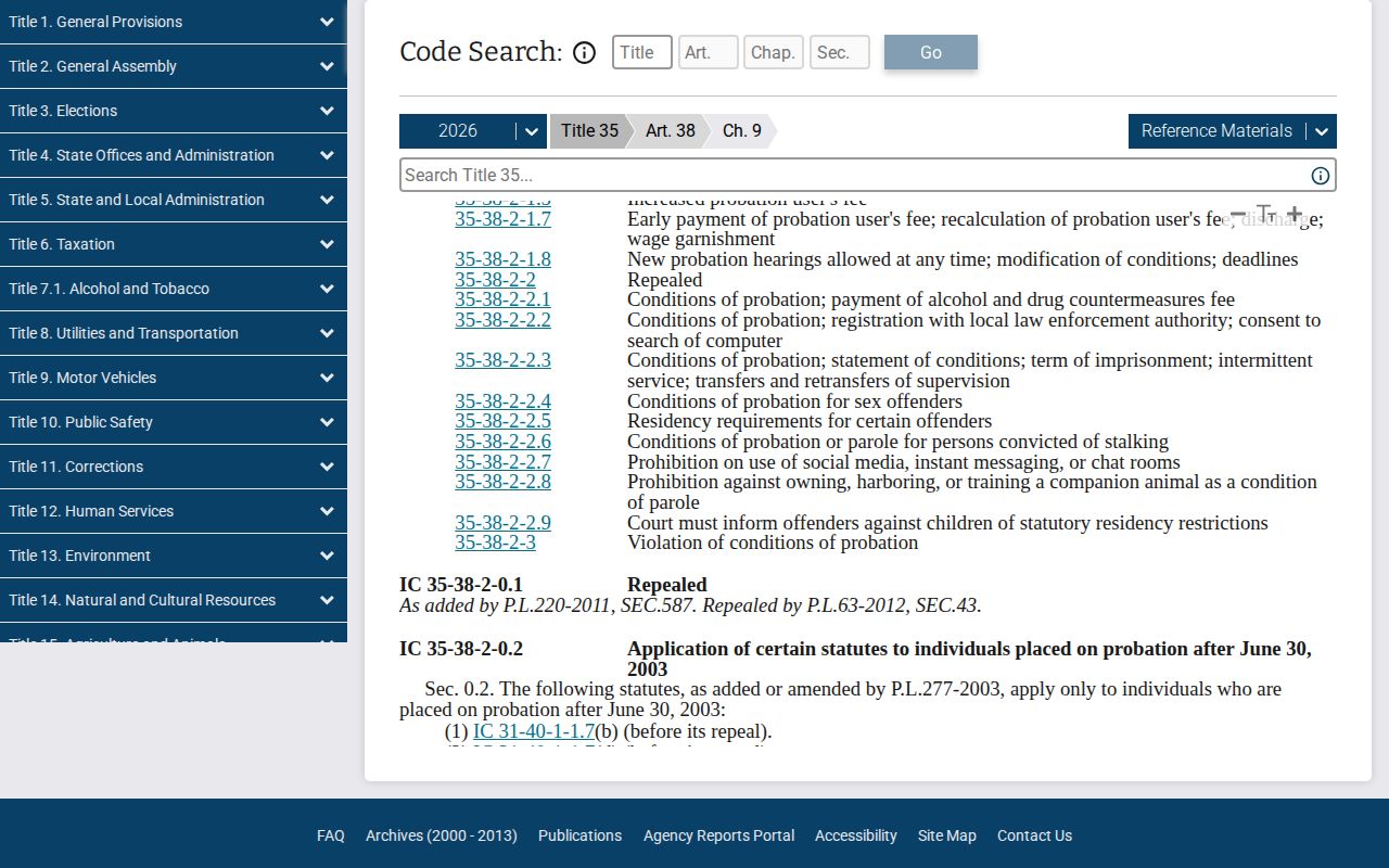Indiana Code Title 35 chapter for expungement of arrest and conviction records