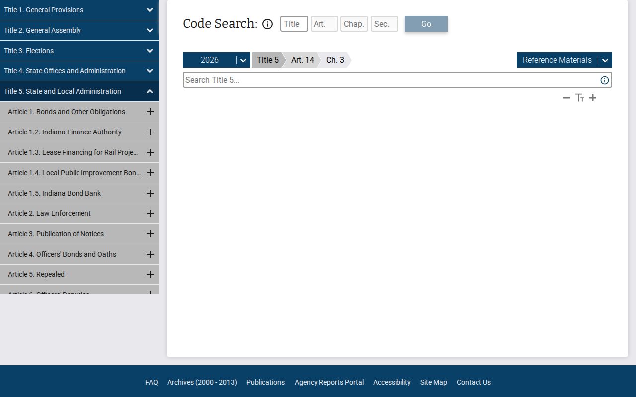 Indiana Access to Public Records Act code page for public booking record access